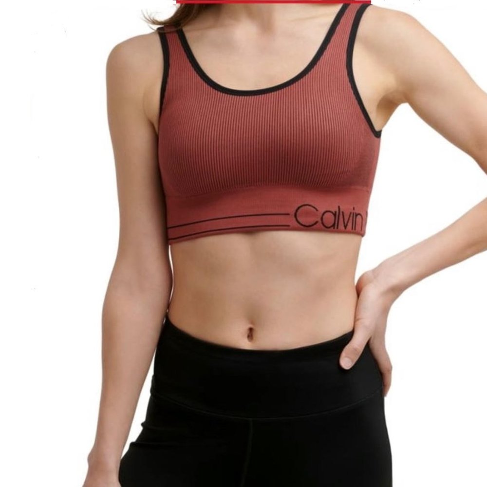 Calvin Klein XS Small  Cinnamon Brown Ribbed Sports Bra
